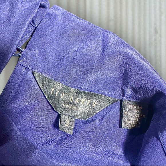 Ted Baker London ‘Syna’ Scarf Neck 100% Silk Sleeveless Top US Size 6 in Indigo - Picture 5 of 14